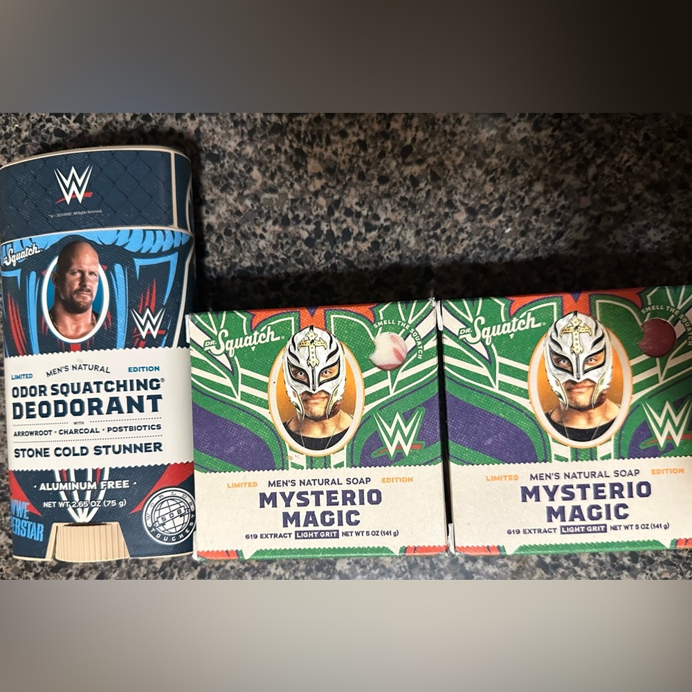 Dr. Squatch limited edition WWE Mysterio Magic men's natural soap x2 Stone Cold